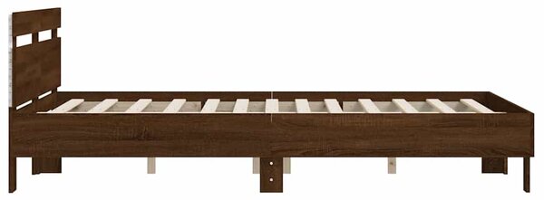 Okvir kreveta s uzglavljem LED smeđa boja hrasta 150 x 200 cm - Smeđa / 150 x 200 cm