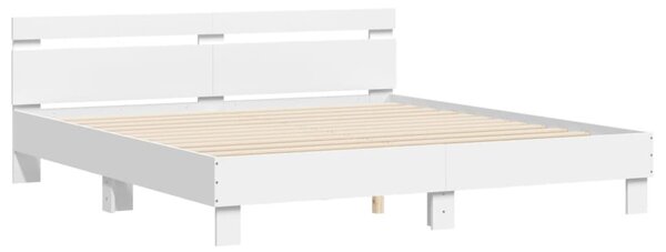 Okvir kreveta s uzglavljem i LED bijeli 160 x 200 cm - Bijela / 160 x 200 cm