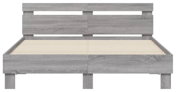 Okvir kreveta s uzglavljem LED siva boja hrasta 140x200 cm - Siva / 140 x 200 cm
