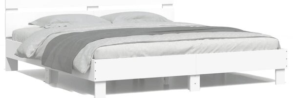Okvir kreveta s uzglavljem i LED bijeli 160 x 200 cm - Bijela / 160 x 200 cm
