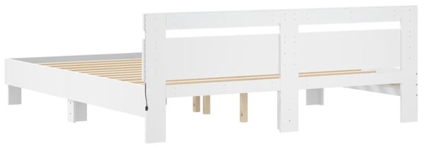 Okvir kreveta s uzglavljem i LED bijeli 160 x 200 cm - Bijela / 160 x 200 cm