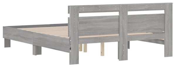 Okvir kreveta s uzglavljem LED siva boja hrasta 140x200 cm - Siva / 140 x 200 cm