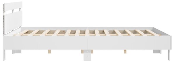 Okvir kreveta s uzglavljem i LED bijeli 160 x 200 cm - Bijela / 160 x 200 cm