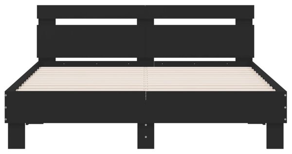 Okvir kreveta s uzglavljem crni 140x190 cm konstruiranog drva - Crna / 140 x 190 cm