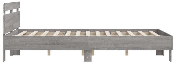 Okvir kreveta s uzglavljem LED siva boja hrasta 140x200 cm - Siva / 140 x 200 cm