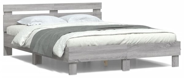 Okvir kreveta s uzglavljem LED siva boja hrasta 140x200 cm - Siva / 140 x 200 cm