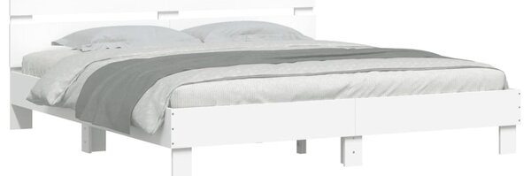 Okvir kreveta s uzglavljem i LED bijeli 160 x 200 cm - Bijela / 160 x 200 cm