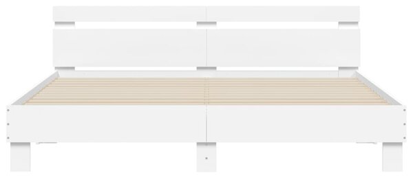 Okvir kreveta s uzglavljem i LED bijeli 160 x 200 cm - Bijela / 160 x 200 cm