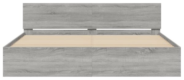 Okvir kreveta s uzglavljem LED siva boja hrasta 180 x 200 cm - Siva / 180 x 200 cm