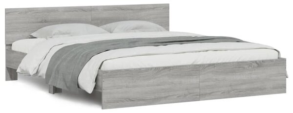 Okvir kreveta s uzglavljem LED siva boja hrasta 180 x 200 cm - Siva / 180 x 200 cm