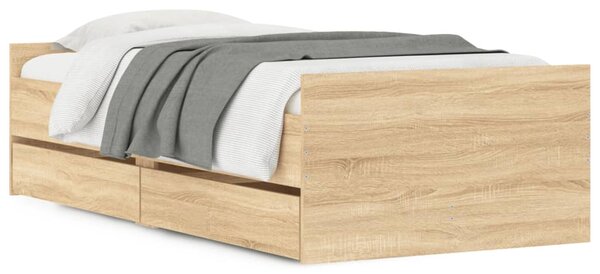 Okvir kreveta s ladicama boja hrasta 90x200 cm - Smeđa / 90 x 200 cm