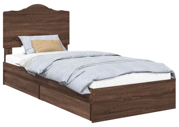 Krevet s od storage Smeđi hrast 70 x 190 cm Konstruirano drvo - Smeđa / 70 x 190 cm