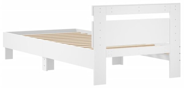 Okvir kreveta s uzglavljem bijeli 90 x 200 cm konstruirano drvo - Bijela / 90 x 200 cm