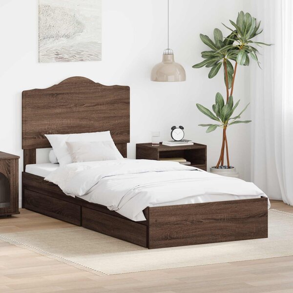 Krevet s od storage Smeđi hrast 70 x 190 cm Konstruirano drvo - Smeđa / 70 x 190 cm