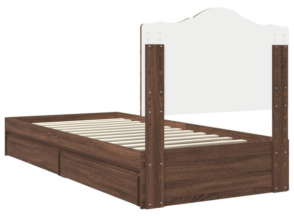 Krevet s od storage Smeđi hrast 70 x 190 cm Konstruirano drvo - Smeđa / 70 x 190 cm