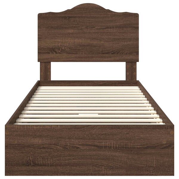 Krevet s od storage Smeđi hrast 70 x 190 cm Konstruirano drvo - Smeđa / 70 x 190 cm