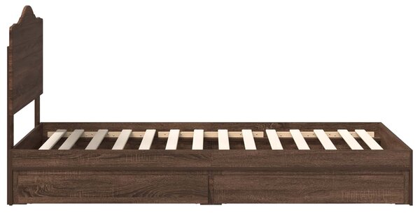 Krevet s od storage Smeđi hrast 70 x 190 cm Konstruirano drvo - Smeđa / 70 x 190 cm