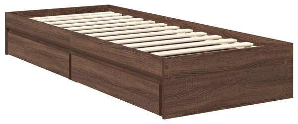 Krevet s od storage Smeđi hrast 70 x 190 cm Konstruirano drvo - Smeđa / 70 x 190 cm
