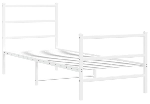 Metalni okvir kreveta s uzglavljem i podnožjem bijeli 80x200 cm - Bijela / 80 x 200 cm