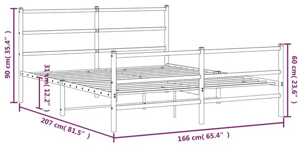 Metalni okvir kreveta s uzglavljem i podnožjem crni 160x200 cm - Crna / 160 x 200 cm