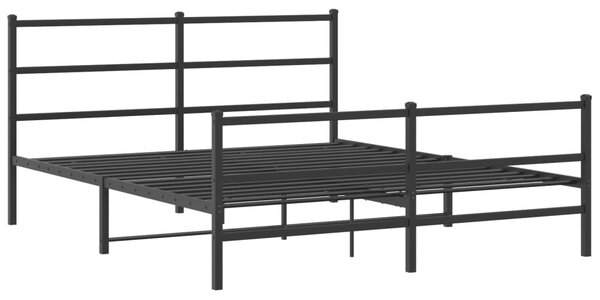 Metalni okvir kreveta s uzglavljem i podnožjem crni 160x200 cm - Crna / 160 x 200 cm