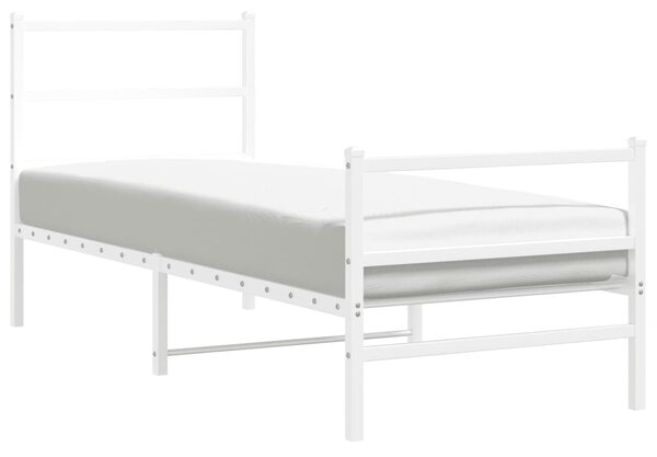 Metalni okvir kreveta s uzglavljem i podnožjem bijeli 80x200 cm - Bijela / 80 x 200 cm