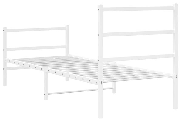 Metalni okvir kreveta s uzglavljem i podnožjem bijeli 80x200 cm - Bijela / 80 x 200 cm