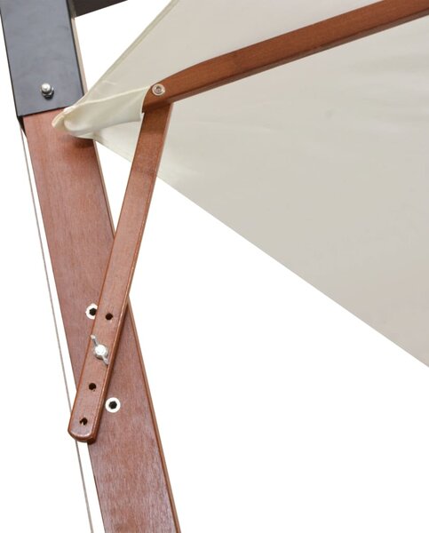 Viseći Suncobran 350 cm s Drvenom Šipkom Bijeli - Bijela / 3.5 x 2.9 m