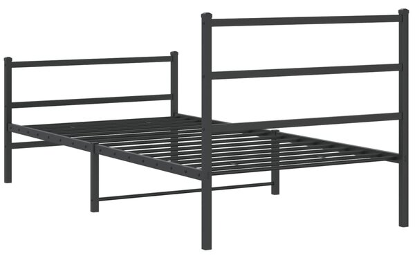 Metalni okvir kreveta s uzglavljem i podnožjem crni 100x190 cm - Crna / 100 x 190 cm