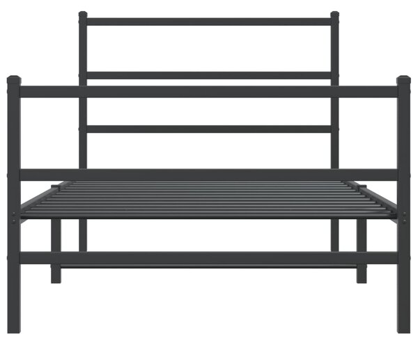 Metalni okvir kreveta s uzglavljem i podnožjem crni 100x190 cm - Crna / 100 x 190 cm
