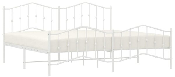 Metalni okvir kreveta uzglavlje i podnožje bijeli 200 x 200 cm - Bijela / 200 x 200 cm