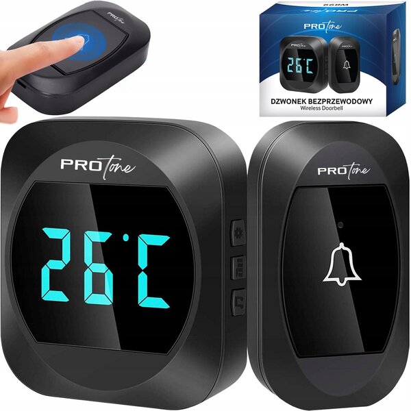 220V LCD bežično zvono i 38 termometar do 300m crne