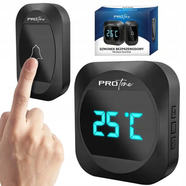 220V LCD bežično zvono i 38 termometar do 300m crne