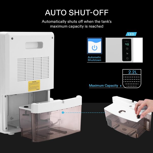 90W odvlaživač i apsorber vlage LCD White 2.2L