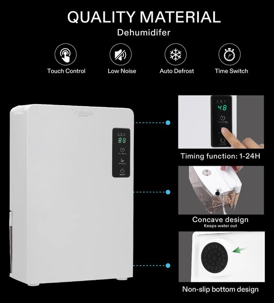 90W odvlaživač i apsorber vlage LCD White 2.2L