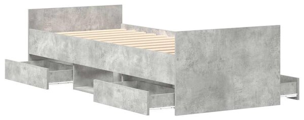Okvir kreveta s uzglavljem i podnožjem boja betona 75 x 190 cm - Siva / 75 x 190 cm