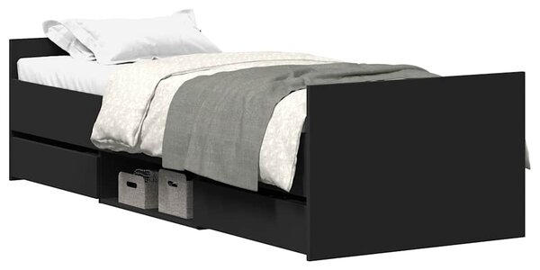 Okvir kreveta uzglavlje i podnožje crni 90x190 cm - Crna / 90 x 190 cm