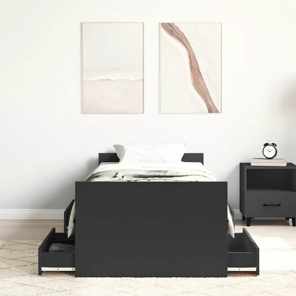 Okvir kreveta uzglavlje i podnožje crni 90x190 cm - Crna / 90 x 190 cm