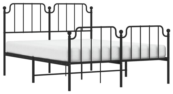 Metalni okvir kreveta s uzglavljem i podnožjem crni 140x190 cm - Crna / 140 x 190 cm