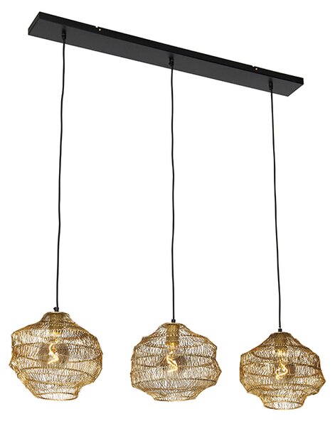 Oosterse hanglamp goud langwerpig 3-lichts - Vadi