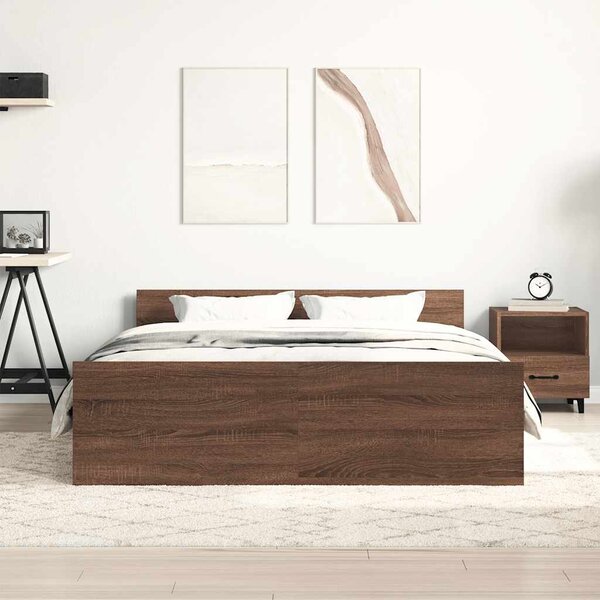 Okvir kreveta s uzglavljem i podnožjem boja hrasta 120x190 cm - Smeđa / 120 x 190 cm
