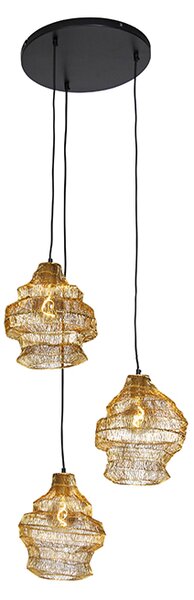 Oosterse hanglamp goud rond 3-lichts - Vadi