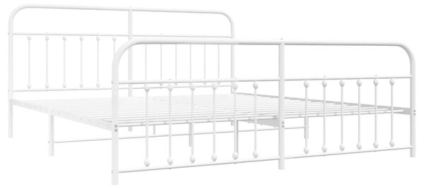 Metalni okvir kreveta uzglavlje i podnožje bijeli 193x203 cm - Bijela / 193 x 203 cm