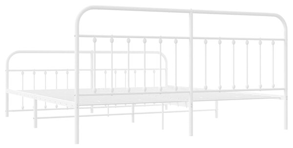 Metalni okvir kreveta uzglavlje i podnožje bijeli 193x203 cm - Bijela / 193 x 203 cm