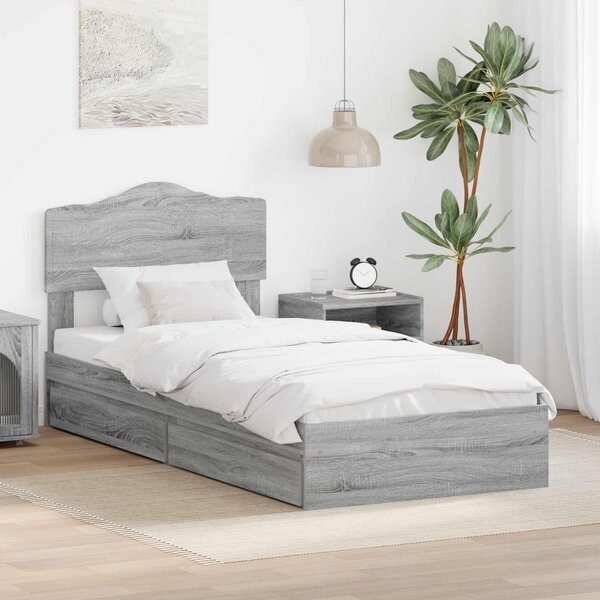 Krevet s od storage Siva Sonoma 70 x 190 cm Konstruirano drvo - Siva / 70 x 190 cm