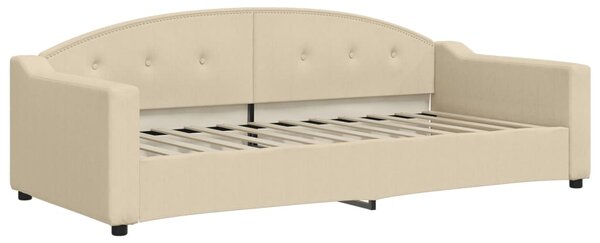Dnevni krevet s madracem krem 90 x 200 cm od tkanine - Krema / 90 x 200 cm