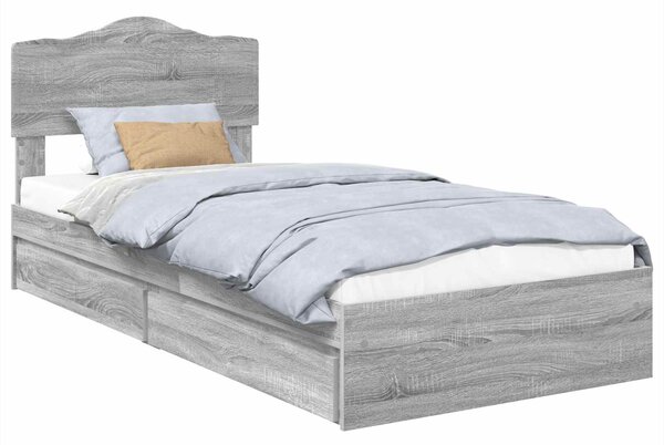 Krevet s od storage Siva Sonoma 70 x 190 cm Konstruirano drvo - Siva / 70 x 190 cm
