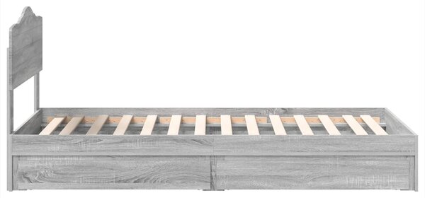 Krevet s od storage Siva Sonoma 70 x 190 cm Konstruirano drvo - Siva / 70 x 190 cm