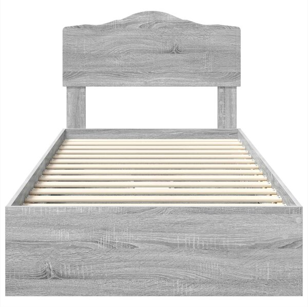 Krevet s od storage Siva Sonoma 70 x 190 cm Konstruirano drvo - Siva / 70 x 190 cm