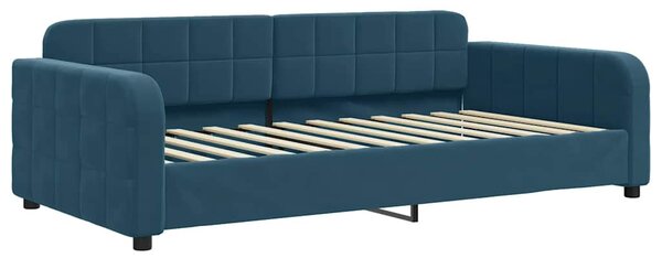 Dnevni krevet na razvlačenje i madraci plavi 100x200 cm baršun - Plava / 100 x 200 cm